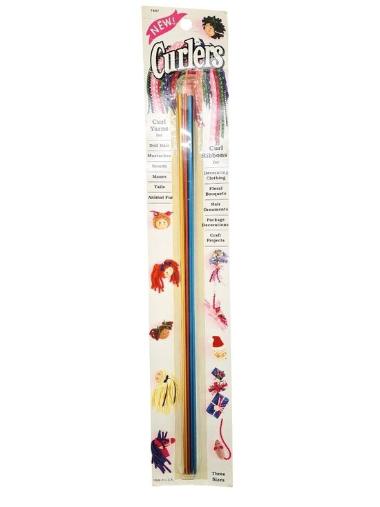 Vintage Curlers Yarn Doll Hair Ribbons Crafts 7407 Metal Rods 3 Sizes New Boye - Picture 1 of 6